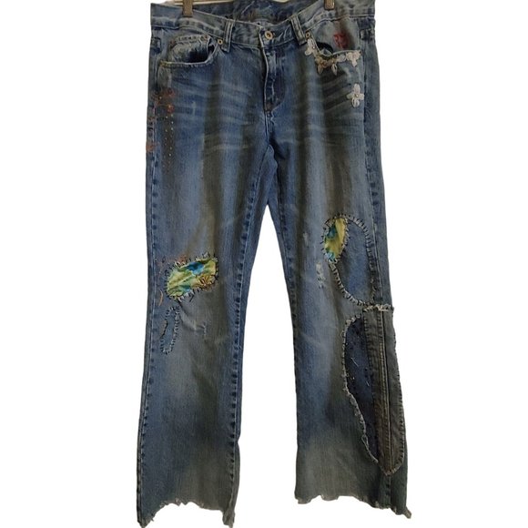 Vanilla Star Bead DIY Embellished Patchwork Boot Denim Jeans 11 - Picture 1 of 12